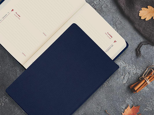 صحافی سررسید چرم سرمه ای